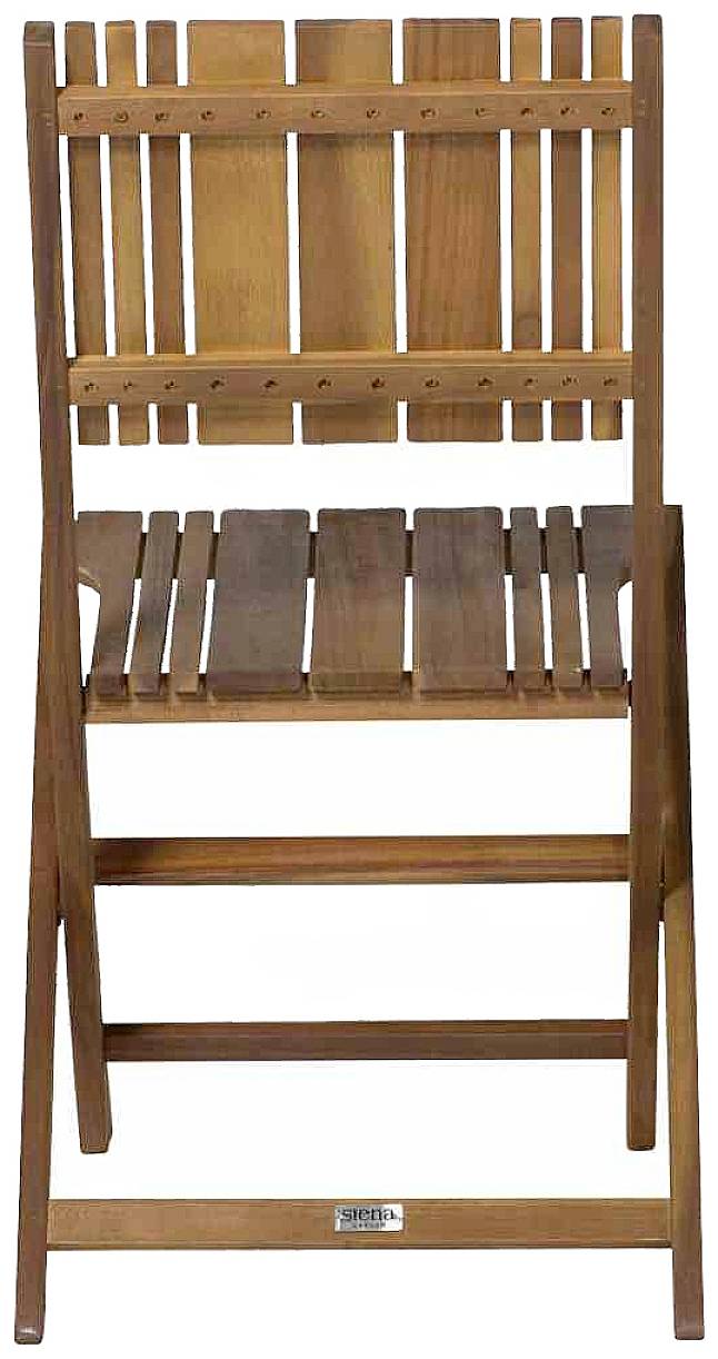 Holzstuhl, zusammenklappbar, mit senkrechten Lamellen. Ideal für Terrasse oder Gartenmöbel. Rustikales Design für Außenbereich.