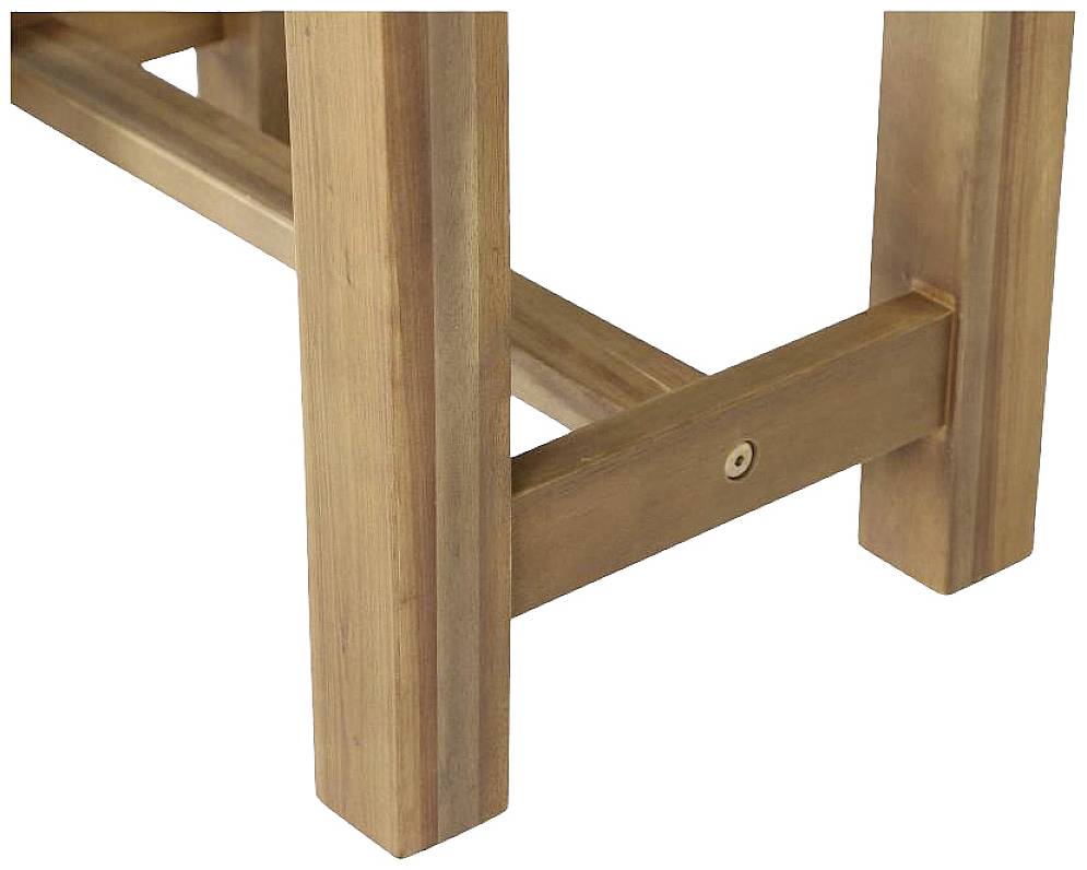 Holzstuhlbein aus braunem Holz mit stabiler Verbindung und Schraube, geeignet für robuste Möbelkonstruktionen.