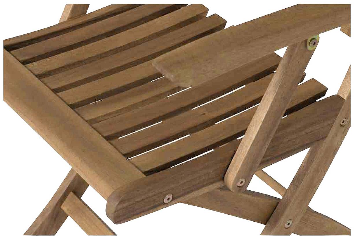 Holzklappstuhl aus braunem Holz, zusammenklappbar und tragbar, geeignet für den Außenbereich und einfache Lagerung.