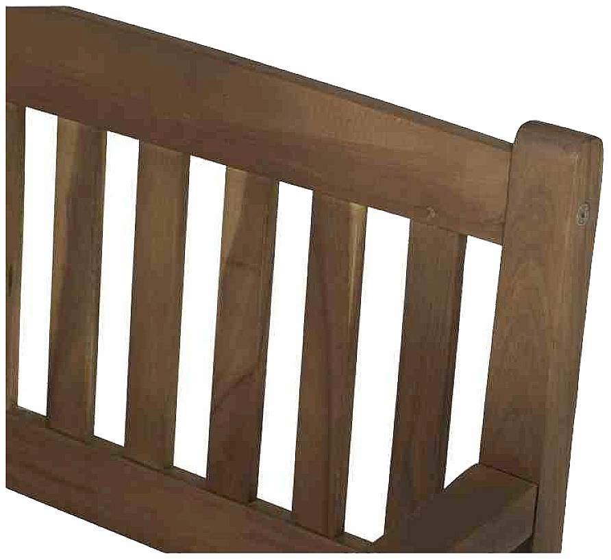 Rückenteil einer Holzbank, bestehend aus vertikalen Latten.