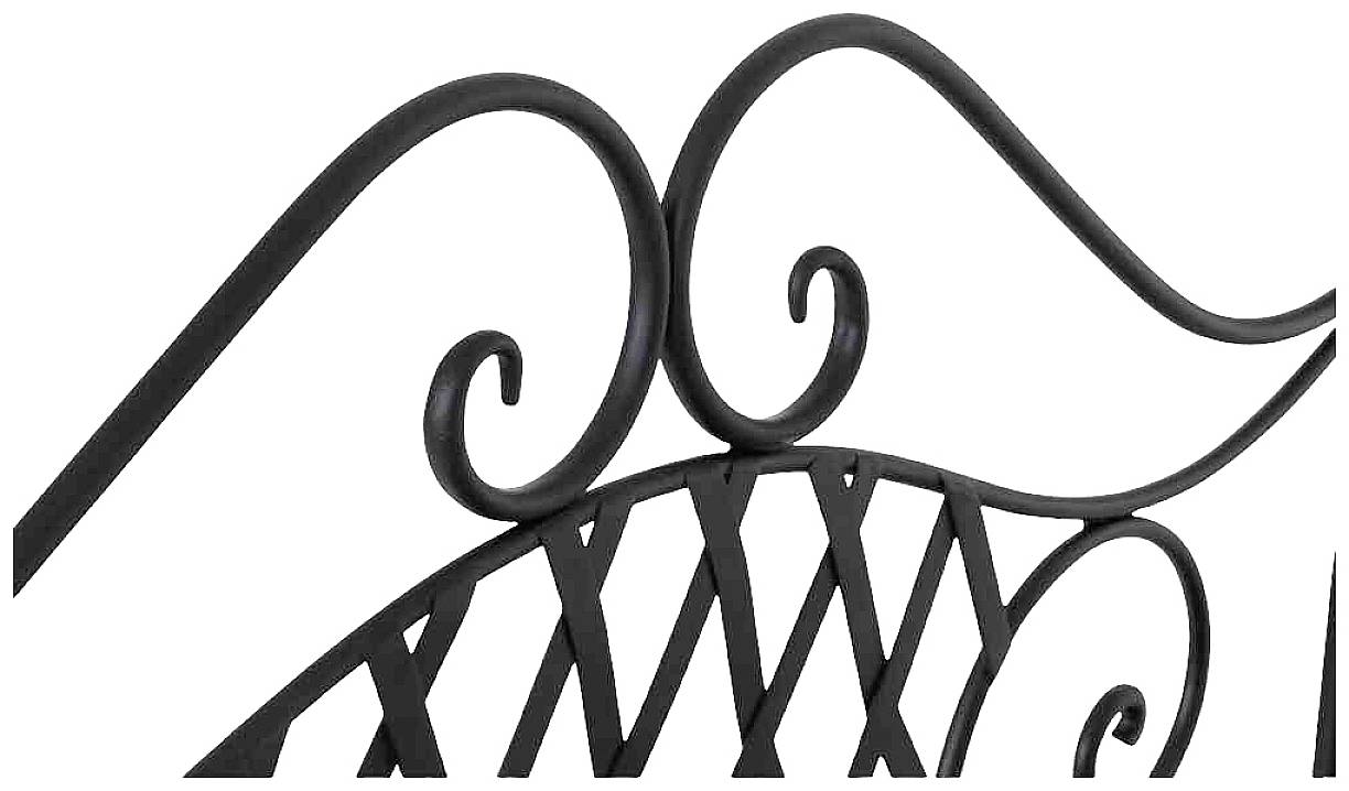 Ein elegantes Muster aus geschwungenem, schwarzem Metall mit spiralförmigen Akzenten.