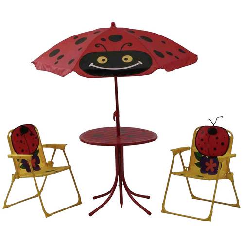 Siena Garden 672618 Marie Kindersitzgruppe 4 tlg. Gestell Stahl rot, Fläche 100% Polyester grün