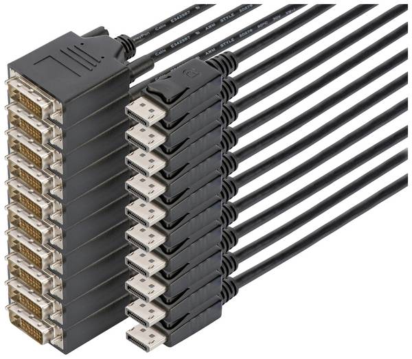 Digitus DisplayPort Adapterkabel DisplayPort Stecker, DVI-D 24+1pol. Stecker 2.00 m Schwarz AK-990900-020-S DisplayPort-Kabel