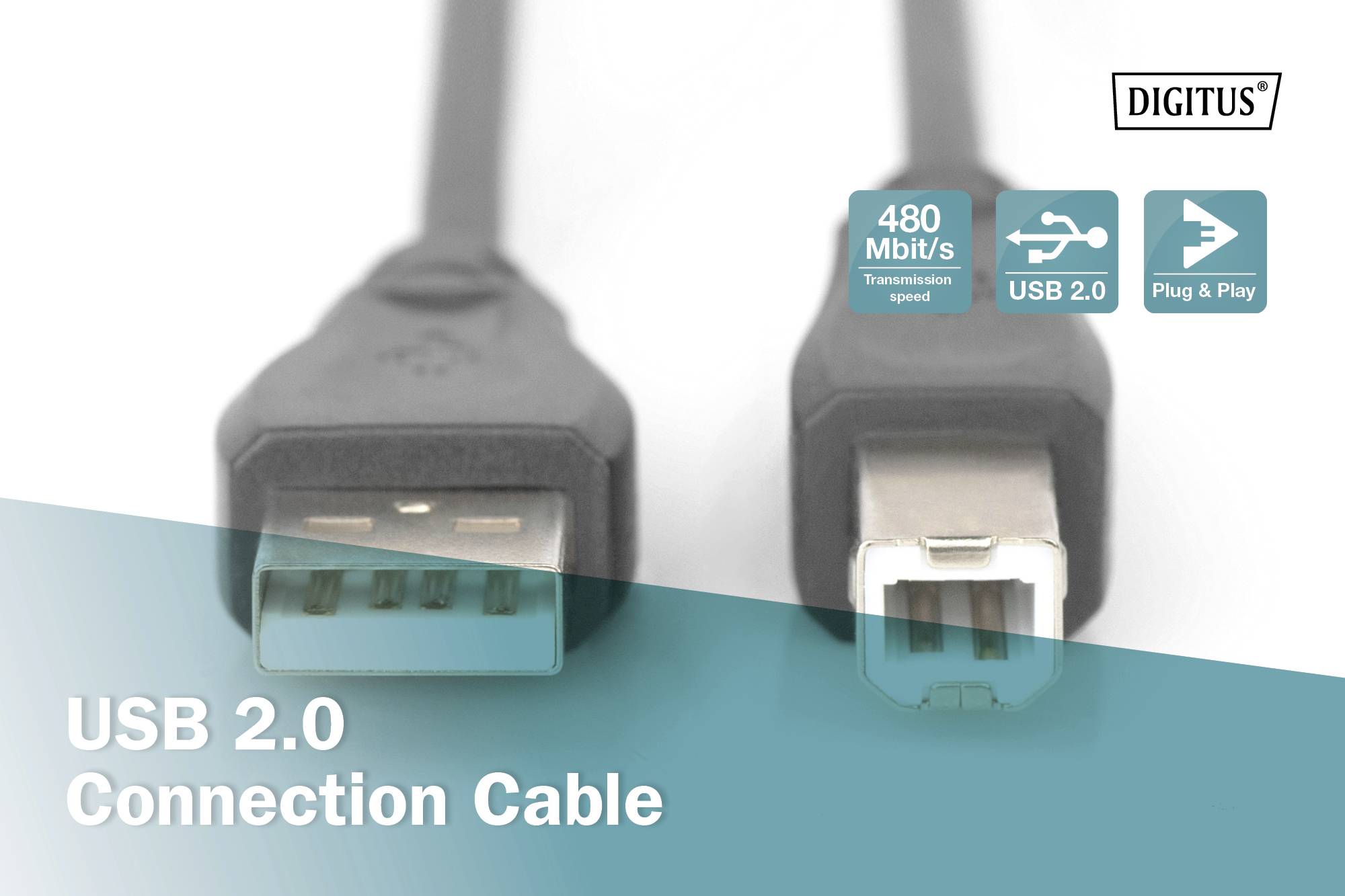 Digitus USB-Kabel USB 2.0 USB-A Stecker, USB-B Stecker 3.00 m Schwarz DB-300105-030-S-6