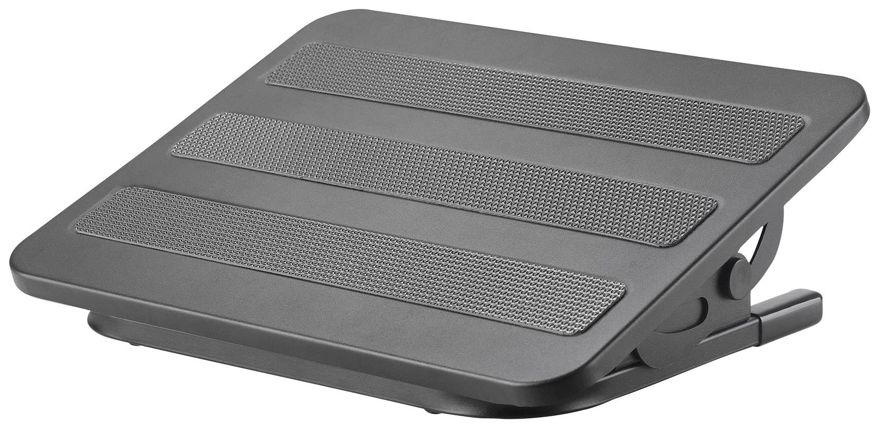 Manhattan Foot Rest, Under-Desk Comfort and Productivity Enhancer, Tilts 300 x 380mm, Rubberised Surface, Black, Lifetim-1