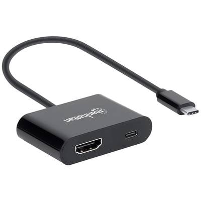 Manhattan USB 2.0 Adapter [1x USB-C® Stecker - 1x HDMI-Buchse, USB-C® Buchse (Power Delivery)] 153416 beidseitig verwend
