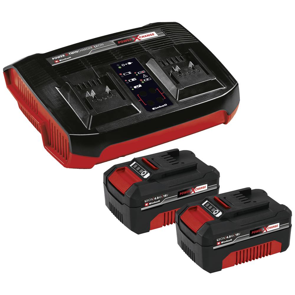 Einhell Power X-Change PXC-Starter-Kit 2x 4,0Ah & Twincharger Kit 4512112 Accu en acculader voor ger