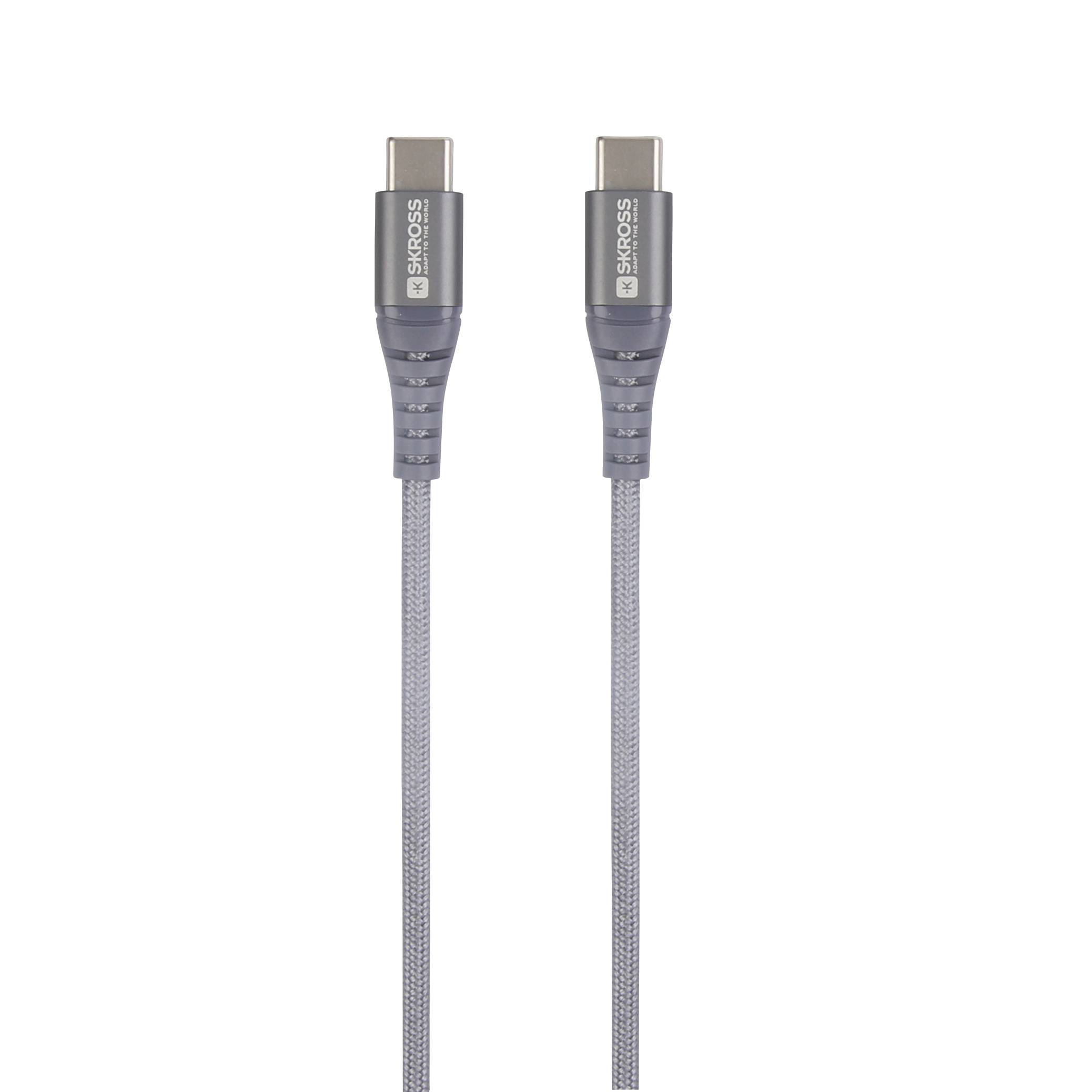SKROSS USB-C to USB-C Cable 2.0, Braiding, 1,20m space gray
