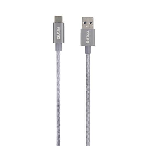 Skross USB-Kabel USB 3.2 Gen1 USB-A Stecker 1.20 m Spacegrau Rund, Flexibel, Stoff-Ummantelung SKCA0012A-C120CN