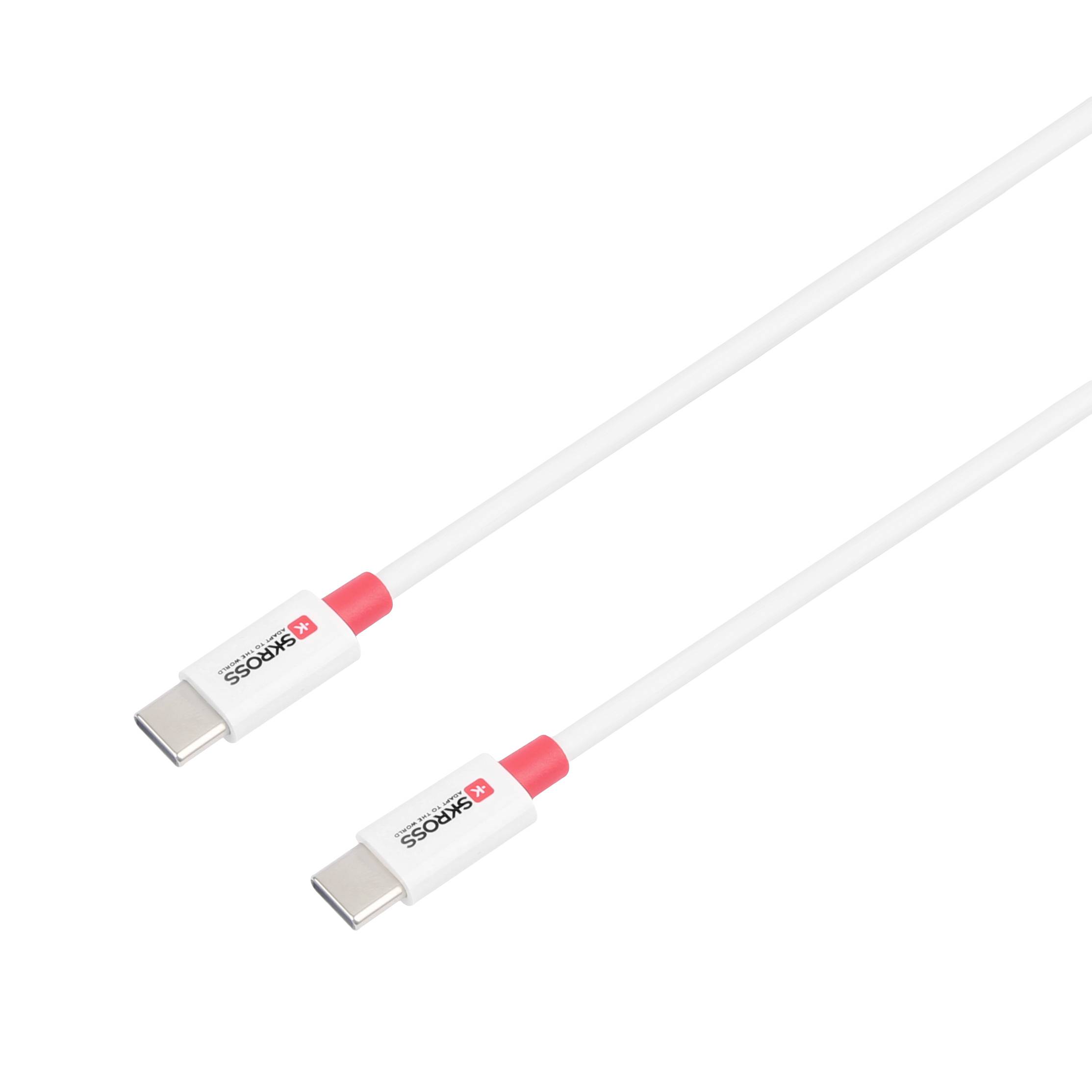 Ein weißes USB-C-Kabel mit roten Akzenten und der Marke 'Baseus', geeignet für Lade- und Datenübertragungen.