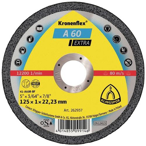 Thumbnail - Klingspor A 60 Extra 262936 Trennscheibe gerade 115 mm 25 St. Edelstahl, Stahl