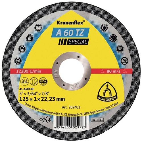 Thumbnail - Klingspor A 60 TZ Special 202401 Trennscheibe gerade 125 mm 25 St. Edelstahl, Stahl