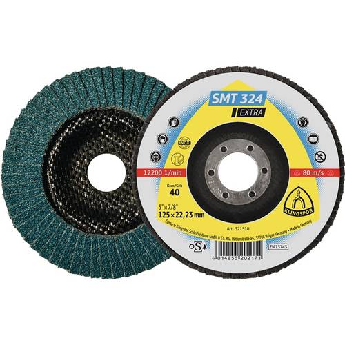 Klingspor 321513 SMT 324 Extra Fächerschleifscheibe Durchmesser 115 mm Bohrungs-Ø 22.23 mm INOX, Stahl 10 St.