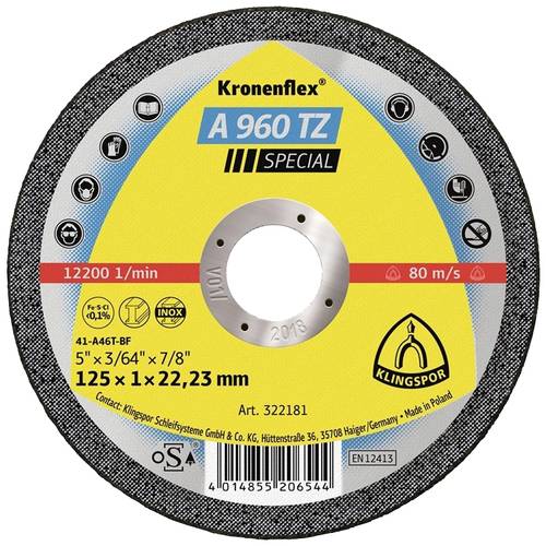 Klingspor A 960 TZ Special 322181 Trennscheibe gerade 125 mm 25 St. Edelstahl