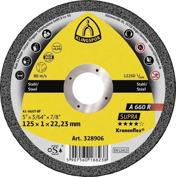 Klingspor A 660 R Supra 328906 Trennscheibe gerade 125 mm 25 St. Edelstahl