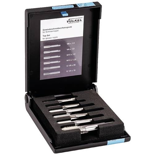 Völkel 47008 Gewindeschneidsatz HSS-G metrisch M6 x 1, M8 x 1, M10 x 1, M10 x 1.25, G1/8, G1/4