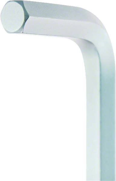 Ein metallischer Inbusschlüssel mit L-Form.