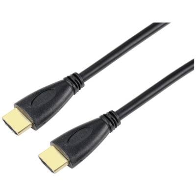 Zwei schwarze HDMI-Kabel mit goldenen Anschlüssen, die für die Verbindung von elektronischen Geräten wie Fernsehern und Computern verwendet werden.