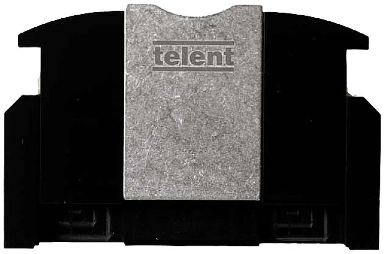 Ein schwarzes und graues Gerät mit dem Schriftzug 'telent', vermutlich ein elektronisches Bauteil oder Modul.