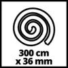 'Spirale, 300 cm Länge und 36 mm Durchmesser.'