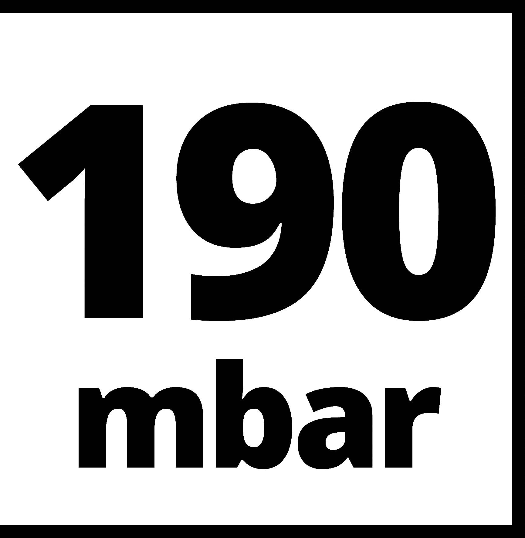 'Schild mit der Aufschrift 190 mbar.'
