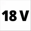 '18 V' in großen, schwarzen Ziffern und Buchstaben auf weißem Hintergrund.