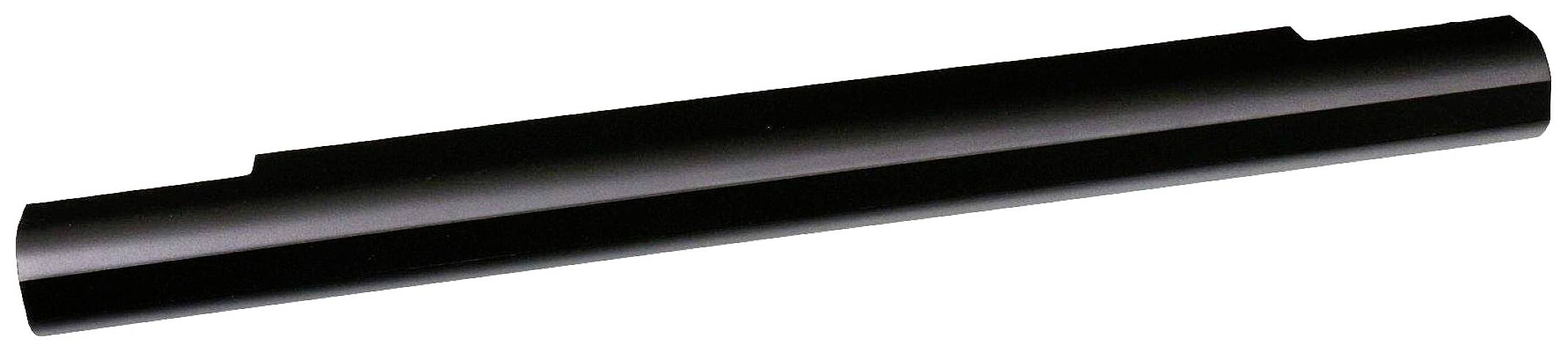 Ein schwarzer, zylindrischer Laptop-Akku in horizontaler Ausrichtung.