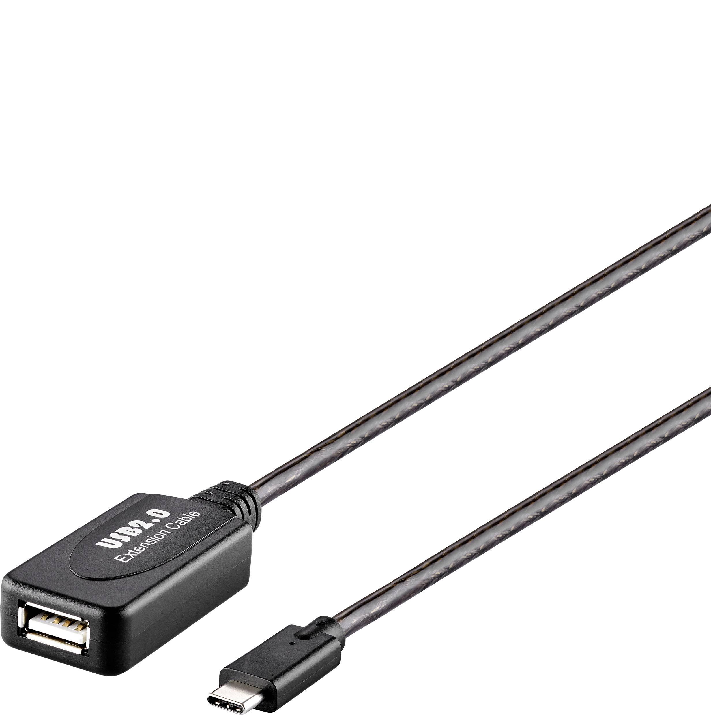 CONRAD Renkforce USB-Kabel USB 2.0 USB-C Stecker USB-A Buchse 10.00 m Schwarz vergoldete (RF-5067256