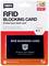 'RFID Blocking Card' in Verpackung zur Vermeidung von Datendiebstahl bei Kreditkarten. Hergestellt in Deutschland.