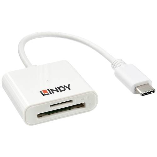 LINDY 43185 Externer Speicherkartenleser microSD, SD, USB-A (USB 3.2 Gen 1) Weiß