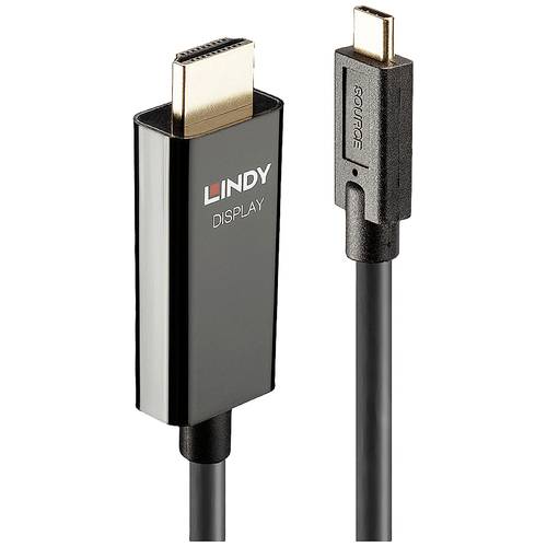 LINDY USB Anschlusskabel USB-C® Stecker, HDMI-A Stecker 5.00 m Schwarz 43315 4K UHD USB-C®-Displaykabel