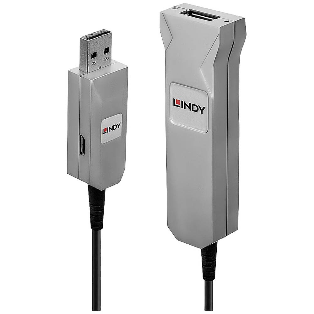 Lindy 42701 50m USB A USB A Zwart, Zilver USB-kabel