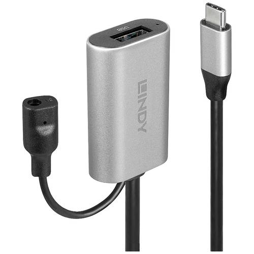 LINDY USB-Kabel USB 3.2 Gen1 USB-C® Stecker, USB-A Buchse 5.00 m Schwarz, Grau 43270