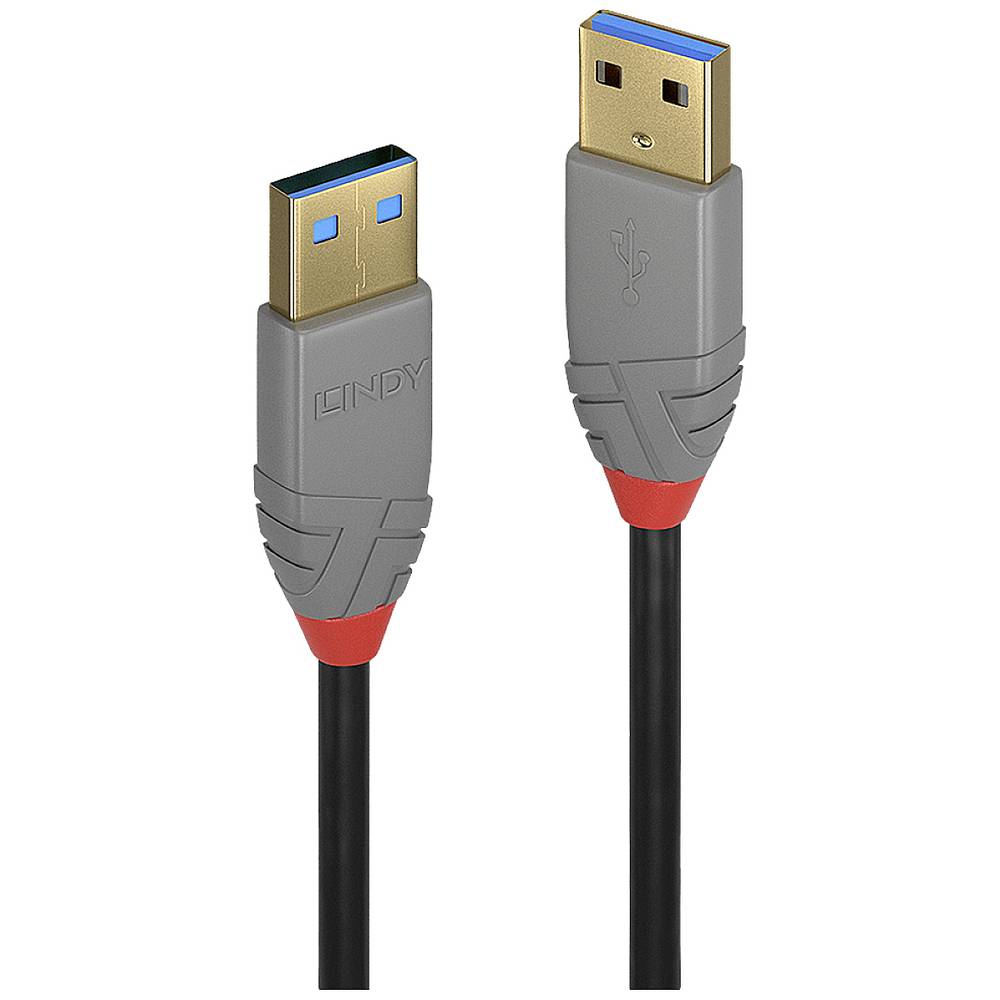 Lindy 36750 0.5m USB A USB A Mannelijk Mannelijk Zwart USB-kabel