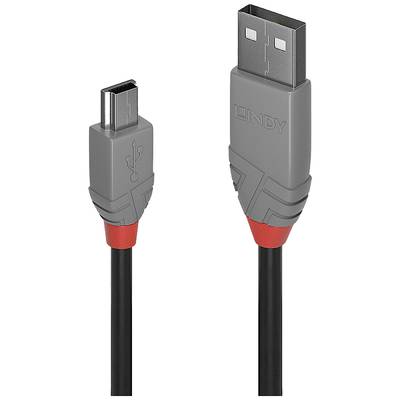 LINDY USB-Kabel USB 2.0 USB-A Stecker, USB-Mini-B Stecker 0.2 m Schwarz  36720