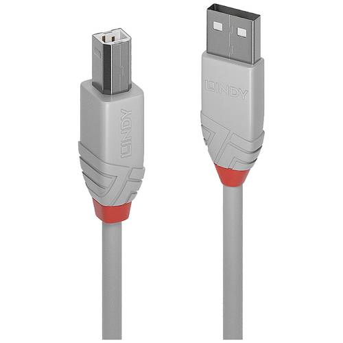 LINDY USB-Kabel USB 2.0 USB-A Stecker, USB-B Stecker 0.50 m Grau 36681