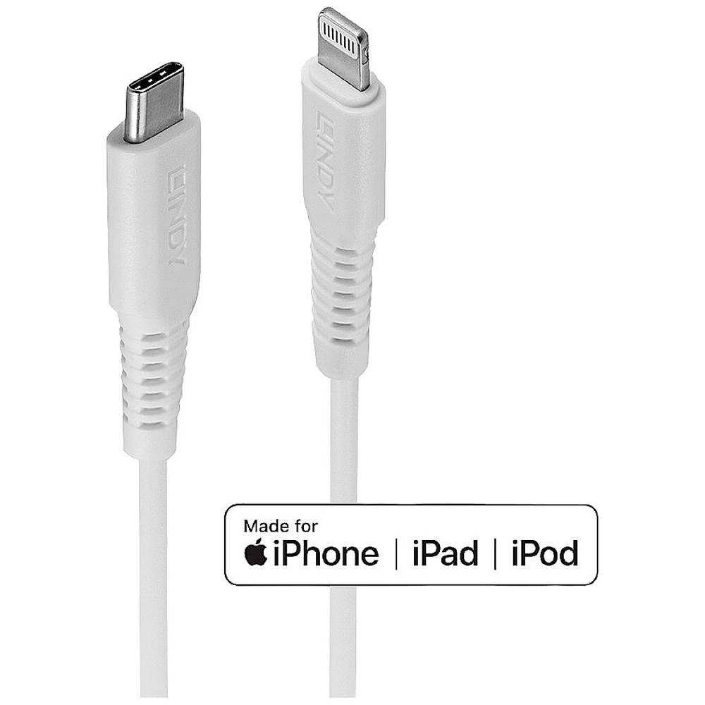 LINDY USB-kabel USB 2.0 Apple Lightning stekker, USB-C stekker 3 m Wit