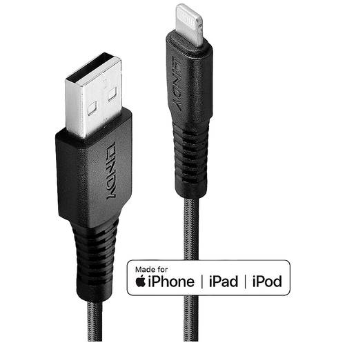 Thumbnail - LINDY USB-Kabel USB 2.0 Apple Lightning Stecker, USB-A Stecker 0.50 m Schwarz 31290