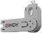 Grauer USB-Stick mit 'LINDY'-Logo, drehbarer Kappe und Micro-USB-Anschluss.