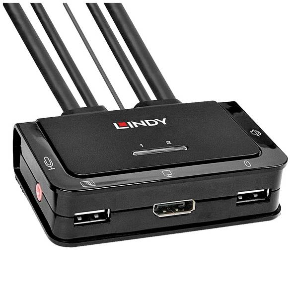 LINDY KVM-Umschalter  KVM-Umschalter DisplayPort® Maus, Tastatur 4096 x 2160 Pixel