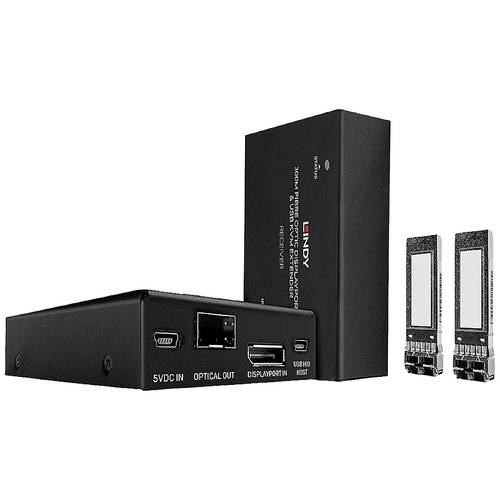 Lindy 300m Fibre Optic DisplayPort 1.2 & USB KVM Extender, Sender und Empfänger