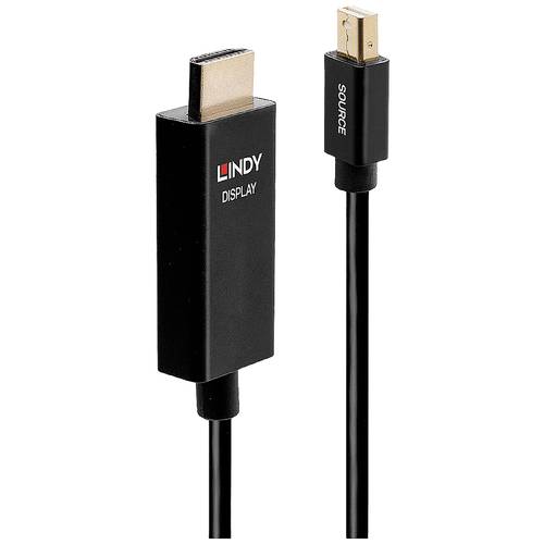 LINDY HDMI Anschlusskabel Mini DisplayPort Stecker, HDMI-A Stecker 2.00 m Schwarz 40922 DisplayPort-Kabel