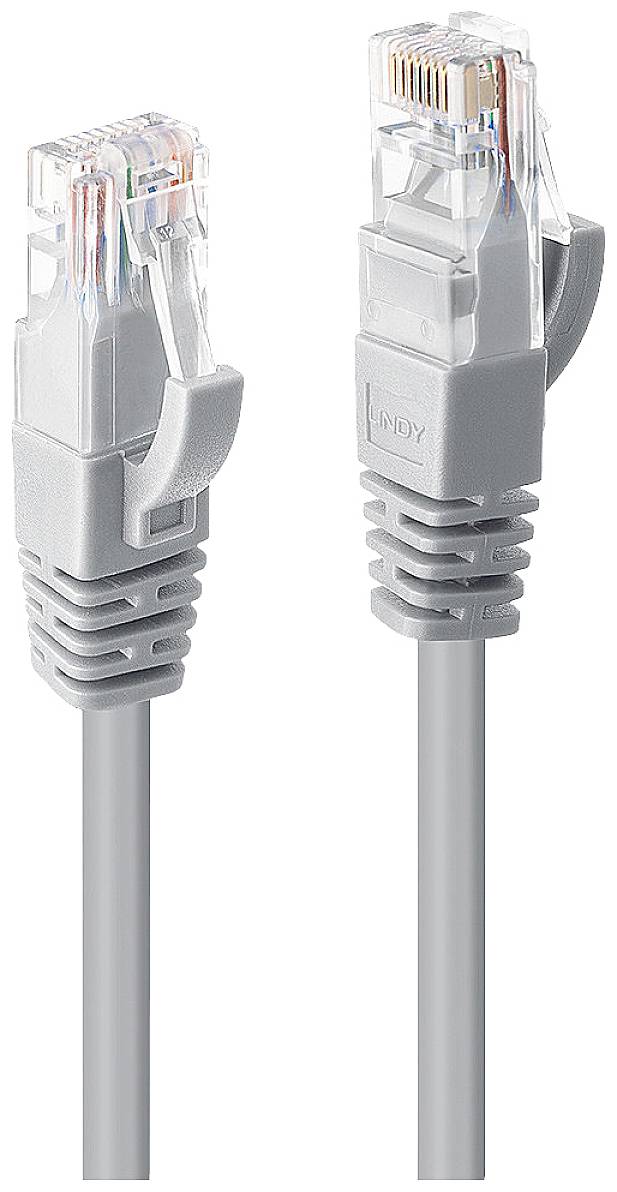LINDY 48001 RJ45 Netzwerkkabel, Patchkabel CAT 6 U/UTP 0.50 m Grau 1 St.