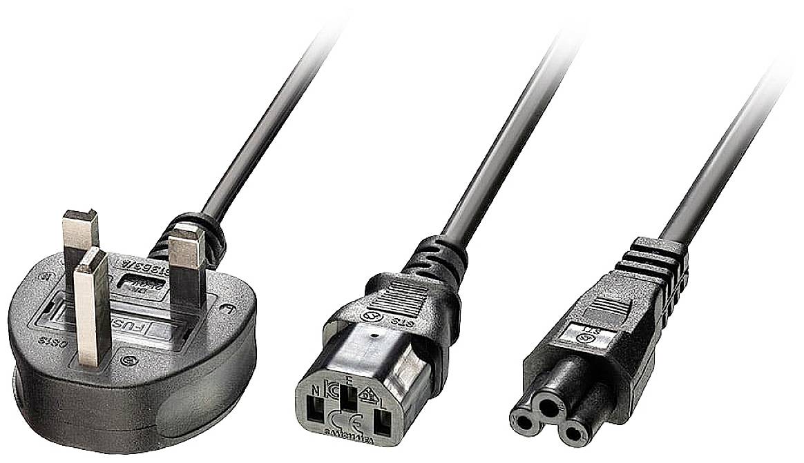 LINDY IEC Netzkabel UK 3 Pin Plug an 1x C13 & 1x C5 2,5m