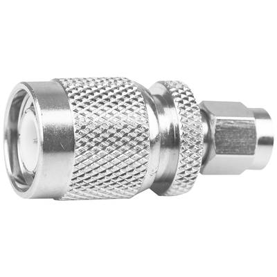 Ein silberner RF-Stecker mit geriffeltem Griff und sechseckiger Mutter. Geeignet für Kabelverbindungen in der Elektronik.