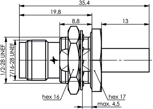 Telegärtner J01011A0075 TNC-Kabeleinbaub. 50 Ohm für RG-58C/U Crimpanschluss