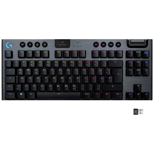 Logitech G915 TKL Tenkeyless LIGHTSPEED Kabellos, Bluetooth® Gaming-Tastatur Deutsch, QWERTZ Schwarz Beleuchtet, Wiedera...