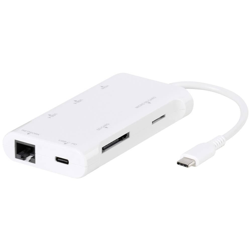 Vivanco USB-C™ Adapter [1x USB-C stekker 7x HDMI-bus, MicroSD-kaartenslot, RJ45-bus, SD-kaartslot, U