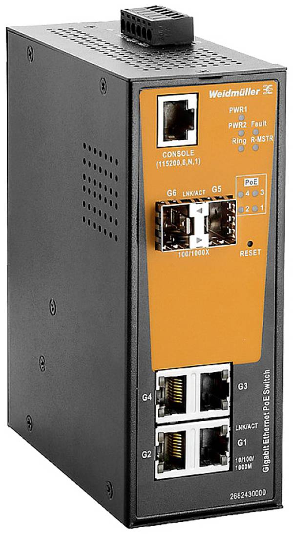 Weidmüller 2682430000 IE-SW-AL06M-4GTPOE-2GESFP Industrial Ethernet Switch  10 / 100 / 1000 MBit/s PoE-Funktion
