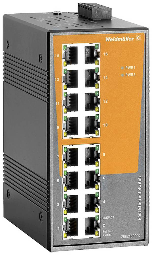 Weidmüller 2682150000 IE-SW-EL16-16TX Industrial Ethernet Switch 10 / 100 MBit/s